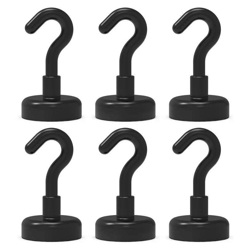 MHDMAG Magnetic Hooks Refrigerator,Cruise Ship Accessories, 50LBS Super Magnets with Neodymium Rare Earth for Hanging, Door Holder, Keys, Home, Office, Refrigerators, BBQ, Pack of 6. - Image 1